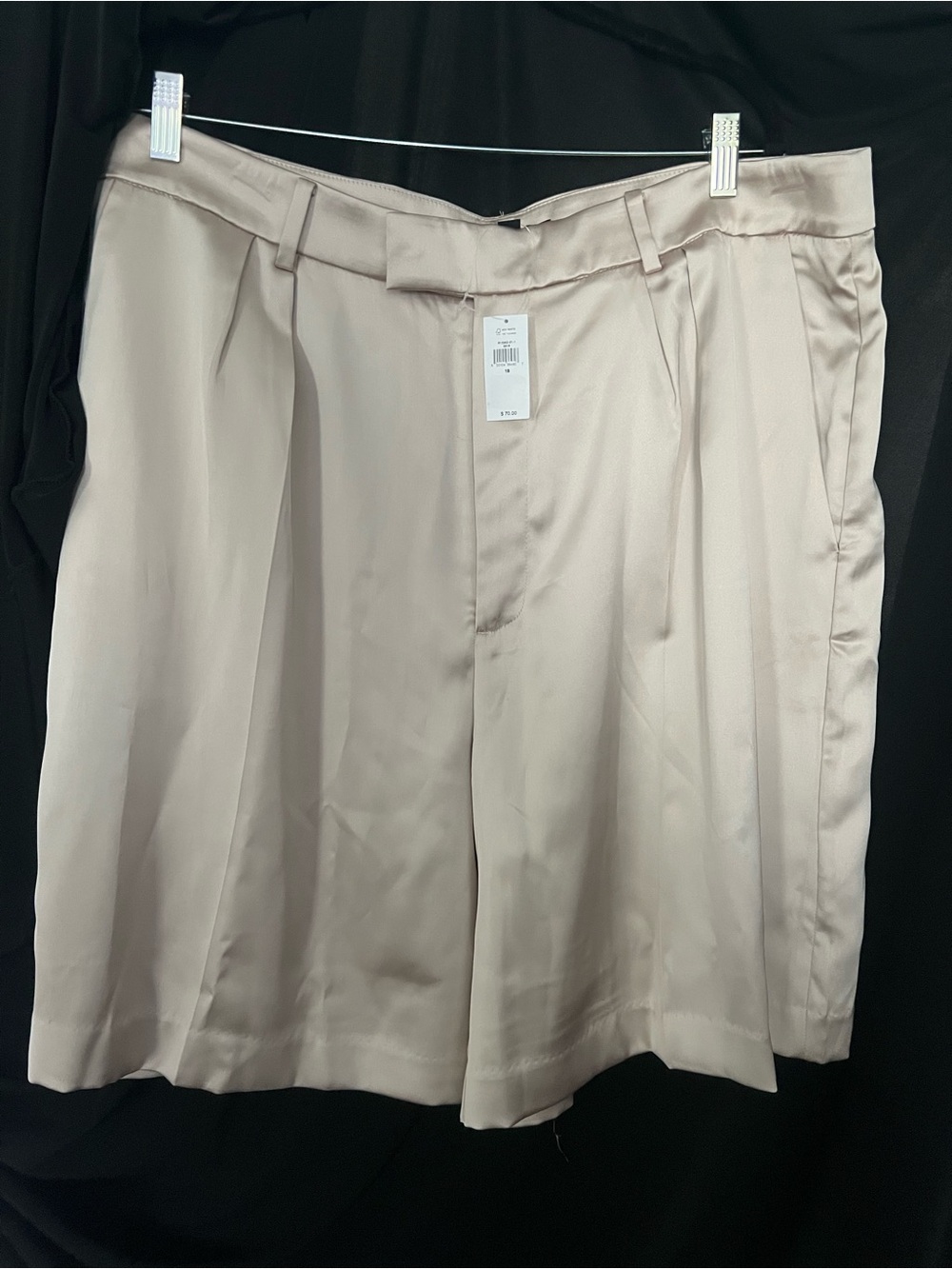 Banana Republic Cream Satin Flat-Front Pleated Women’s Shorts
